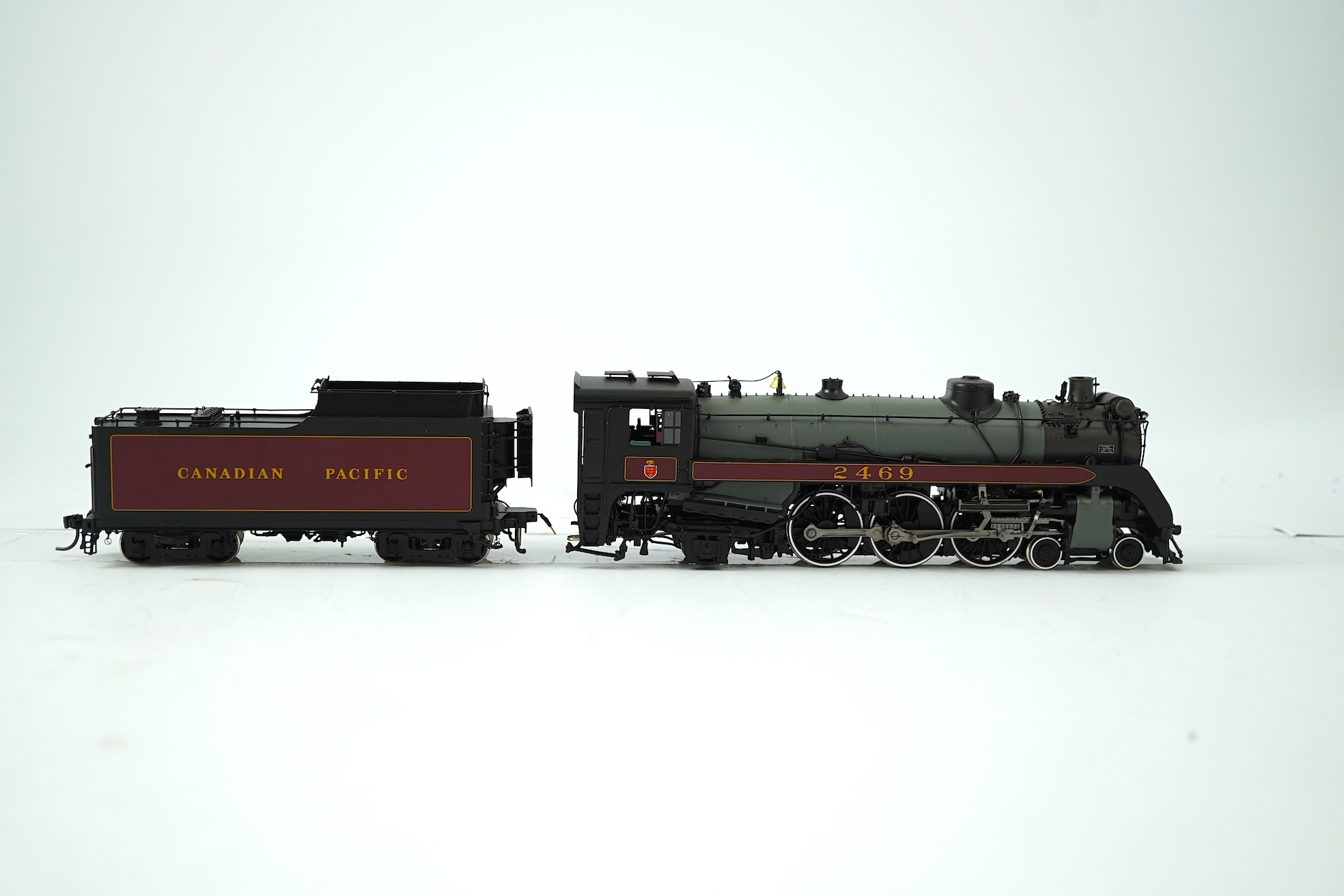 A boxed HO gauge Division Point model of Canadian Pacific Railway G-3j, 2469, 4-6-2 locomotive with bogie tender, powered for two rail operation.